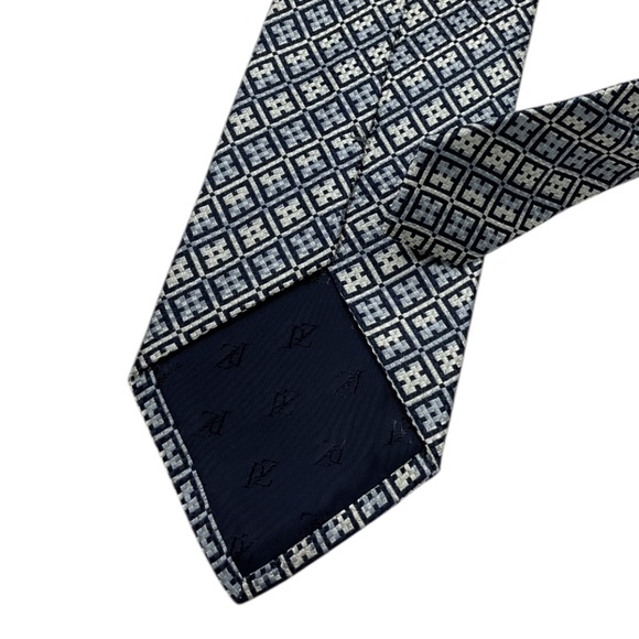 PAL ZILERI Blue/White Geometric Silk LUXURY Tie ITALY - Picture 4 of 4